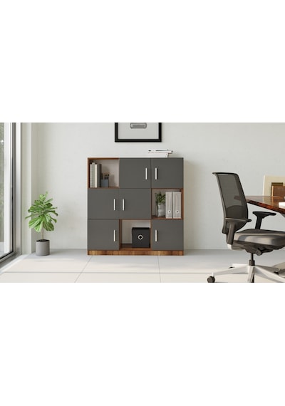 Robin Home Verona G Ofis Klasör Dolabı Kitaplık Barok-Gri Abanoz