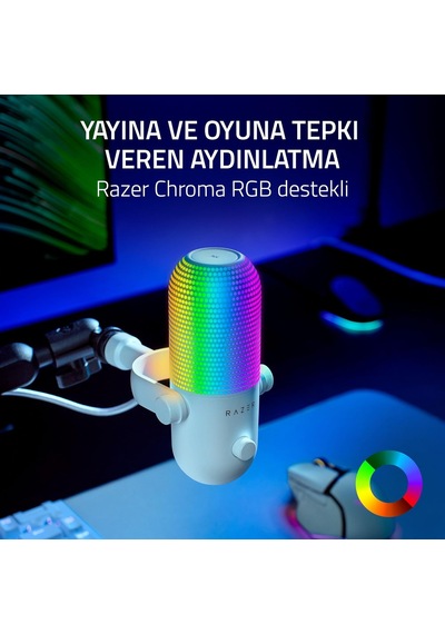 Seiren V3 Chroma - Rgb Usb Mikrofon - Tap-to-mute Özellikli Süperkardioid Kondenser Mikrofon Reaktif Aydınlatma, Dij Diğer