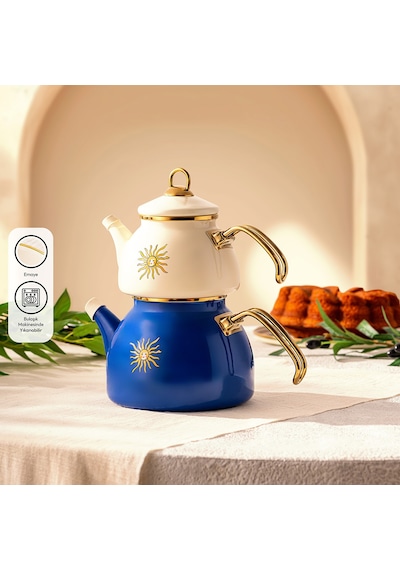 Emsan Solemar Emaye Midi Çaydanlık Takımı 1.1 Lt - 2.3 Lt Çok Renkli