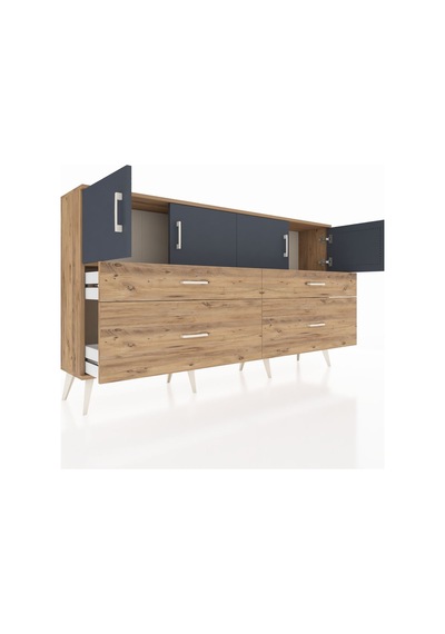 Arges Konsol 2 Raflı 4 Çekmeceli 4 Kapaklı 176x30x99 Çam-antrasit Çam-antrasit/çam Arges Konsol 2 Raflı 4 Çekmeceli 4 Kapaklı 176x30x99 Çam-antrasit Çam-antrasit/çam