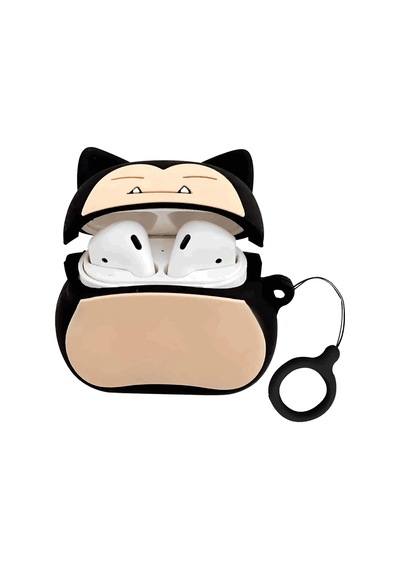 E2M Apple Uyumlu AirPods 1-2 Kılıf Snorlax Siyah