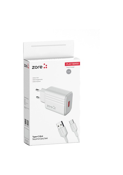 Ariatech Play Serisi Pl1 Type-c 2in1 Seyahat Şarj Aleti 12w - Beyaz Beyaz