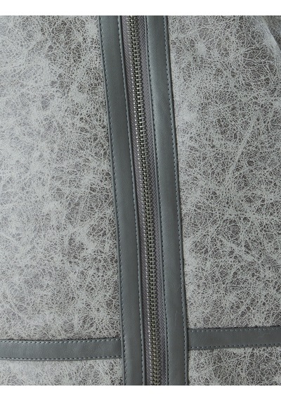 Koton Oversize Suni Deri Ceket Klasik Peluş Yaka Fermuarlı Cep Detaylı Gri 5wal20105ıw Gri
