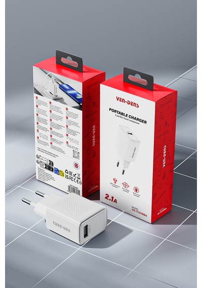 Ven-dens Vd-tc019ba 10,5 W Usb-a Şarj Adaptörü, Kompakt Duvar Tipi Tasarım, 110 240 V Giriş, Beyaz