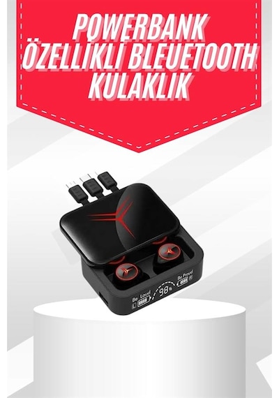 Tws - 342 - Powerbank Kutulu Dijital Göstergeli Bluetooth Kulaklık Kablosuz - Kmrsfres - Kulakiçi Kulaklık
