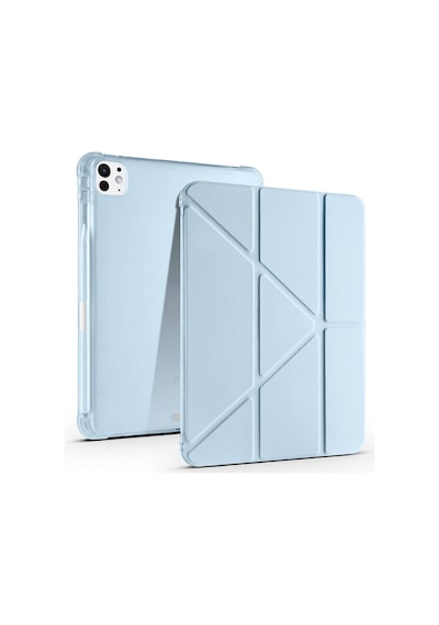 Apple Uyumlu iPad  Pro 11 2025 M5 Kılıf Mkst Tri Folding Kalem Bölmeli Standlı Kılıf - Mor Tablet Kılıfı
