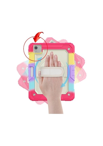 Apple Uyumlu iPad Air 5 10.9" 2022 M1 Kılıf Renkli Strap Zırh Case A2588