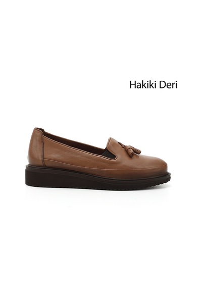 Gönderi(R) Gönderi R Taba Antik Dolgu Taban Püsküllü Hakiki Deri Ayakkabı Taba