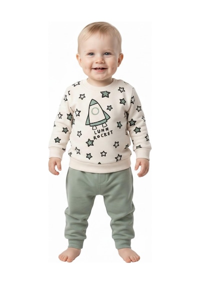 Baglan Erkek Çocuk Önü Baskılı Sweatshirt Ve Eşofman Alt Takım Bgl-st05253 Gri