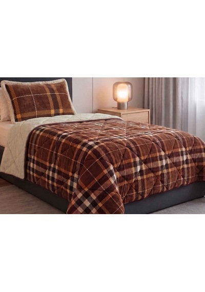 Merinos Comforter Yorgan Set 160x240 Anna Kahve Açık Kahverengi