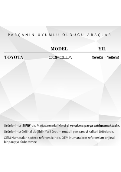 Toyota Corolla Için Su Fıskiye Memesi 2'li 1993 - 1998