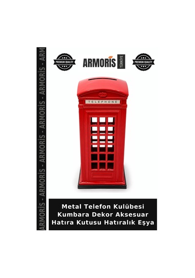 Metal Telefon Kulübesi Kumbara Dekor Aksesuar Hatıra Hatıralık Eşya