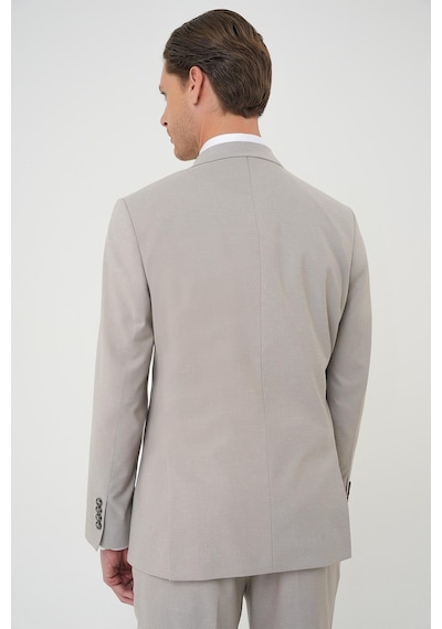 Efor Slim Fit Çift Yırtmaç Keten Karışımlı Yelekli Klasik Taş Takım Elbise Tk 914 Taş