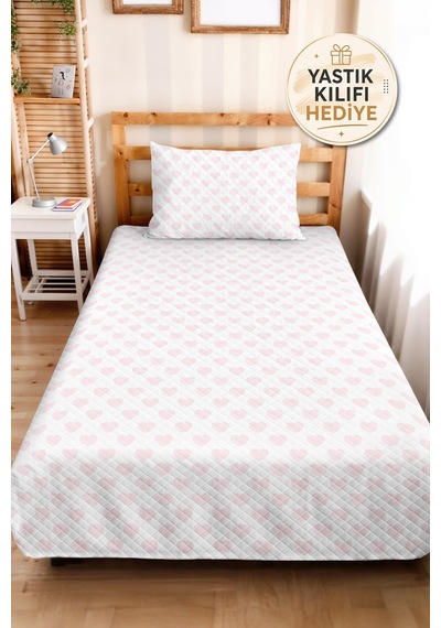 Evimde Bambaşka Kalp Pembe Pastel Kız Çocuk Pike Takımı - Beyaz Minimal Bebek Odası Yazlık Yatak Örtüsü - 160x220 CM Evimde Bambaşka Kalp Pembe Pastel Kız Çocuk Pike Takımı - Beyaz Minimal Bebek Odası Yazlık Yatak Örtüsü - 160x220 CM