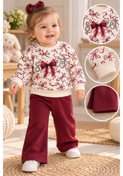 Babywood Sweet Baskılıkız İkili Takım 9-24 Aylık -dü26769232 - Bordo