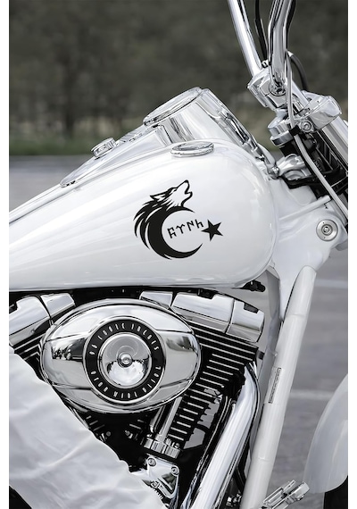 Tr Türk Motifli Bozkurt Ay Yıldız Sticker - Türk Bayrağı Araba Motor Sticker 15x13cm Genel
