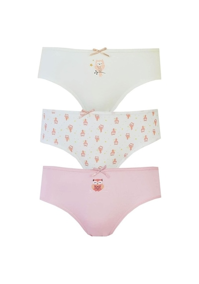 Bhr Kids 3Lü Kız Çocuk Külot Pamuklu Baskılı Esnek Rahat Slip