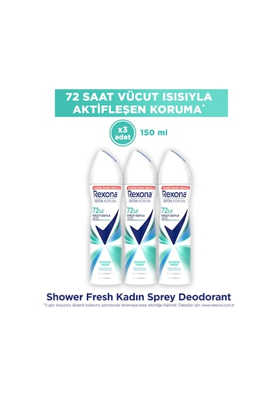 Kadın Sprey Deodorant Shower Fresh 72 Saat Kesintisiz Üstün Koruma 150 Mlx3
