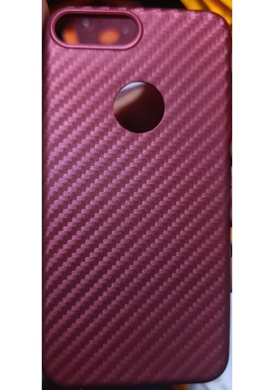 Apple iPhone 7 Plus / 8 Plus Uyumlu Telefon Kılıfı Desenli Esnek Bordo Kırmızı