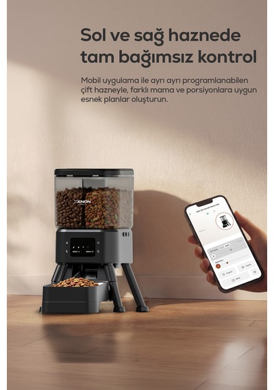 Akıllı Otomatik Mama Kabı 4l Su Pınarı 2.8l Siyah 2li Set