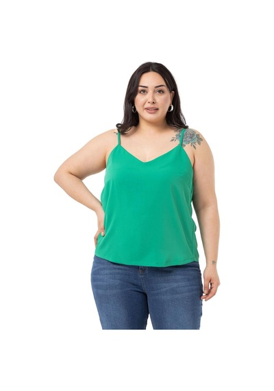 Disentis Büyük Beden Ayarlanabilir İnce Askılı V Yaka Benetton Yeşili Bluz-benetton Yeşili Yeşil