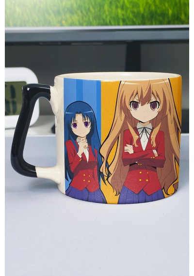 Toradora Anime Baskılı Seramik Lüks Kupa 1 Adet Özel Siyah Kulp Dalga Kulp V1d Çok Renkli