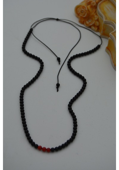Stoneage Jewellery Mercan Ve Oniks Taşlı  Kolye Sarı
