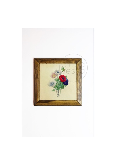 Artavessa Masif Ahşap Çerçeveli Taş Tablo Pano 26 x 26 cm - Bahar ve Çiçek 5