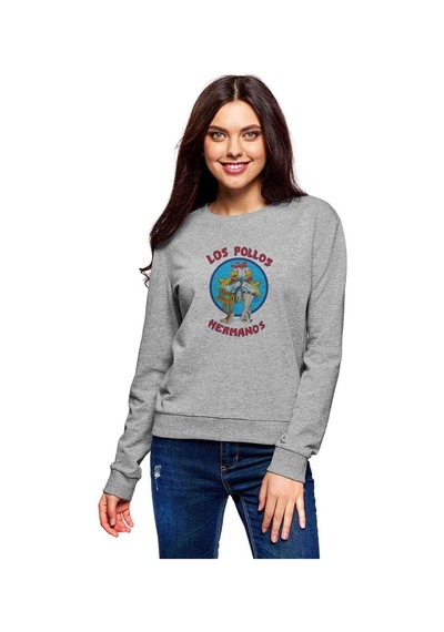 Los Pollos Hermanos Bad Jesse Baskılı Gri Kadın Sweatshirt