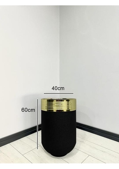 Elegant Dekoratif Gold Darbuka Siyah Saksı 60cm