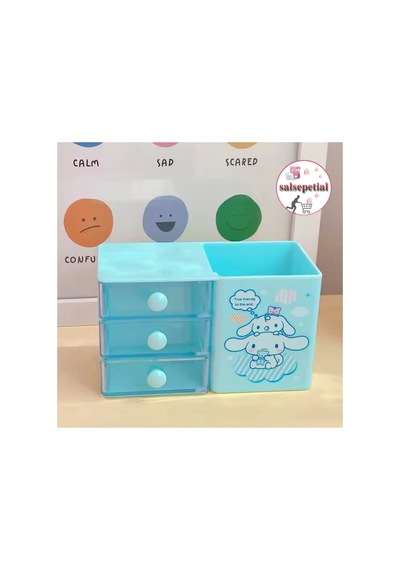 Cinnamoroll Kalem Kutusu Masaüstü Kalemlik Cinnamoroll Çekmeceli Kalem Kutusu Masa Üstü Organizer Turkuaz