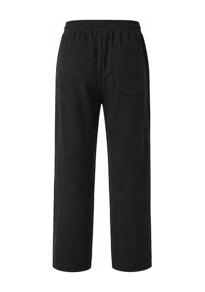 Serseri Jeans Erkek %100 Pamuk Müslin Pantolon Lastikli Bel Bağcıklı Rahat Kalıp Günlük Yazlık Nefes Alan Hafif Dokulu Casual Pantolon Siyah