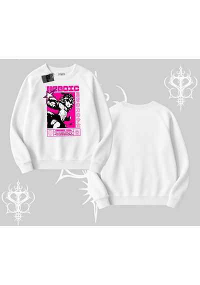 Startmore Biskilet Sweatshirt Heroic Anime Girl Japon Stil Grafik Baskılı Beyaz Startmore Biskilet Sweatshirt Heroic Anime Girl Japon Stil Grafik Baskılı Beyaz