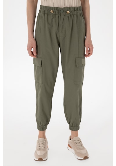 U.S. Polo Assn. Kadın Koyu Haki Jogger Fit Kanvas Pantolon 50300356-VR111