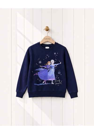 Seabubbles Pullu Elsa Kız Çocuk Sweatshirt Lacivert