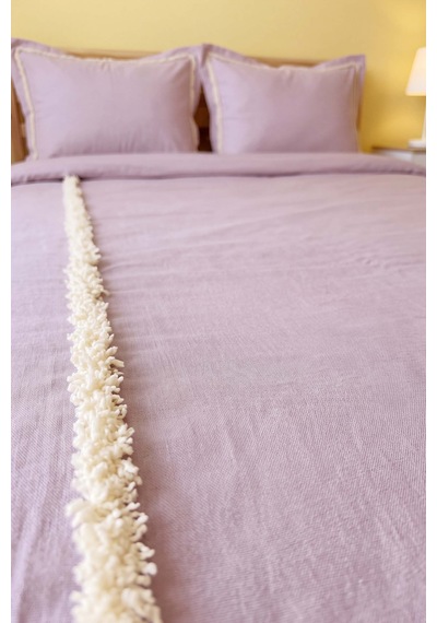 Frange Violet %100 Pamuklu Çift Kişilik Nevresim Takımı - 4 Parça Mor