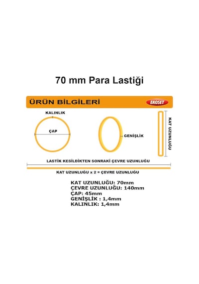 Ekoset 500 Adet 70 MM Siyah Para Lastiği