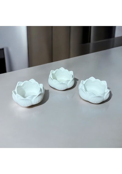 Bernami Mumluk Şamdanpinterest 3 Lü Lotus Çiçeği & Dekoratif Mumluk & Hediyelik Eşya & Tealight Mumluk & Dekor Süs & Alçı Mumluk Diğer