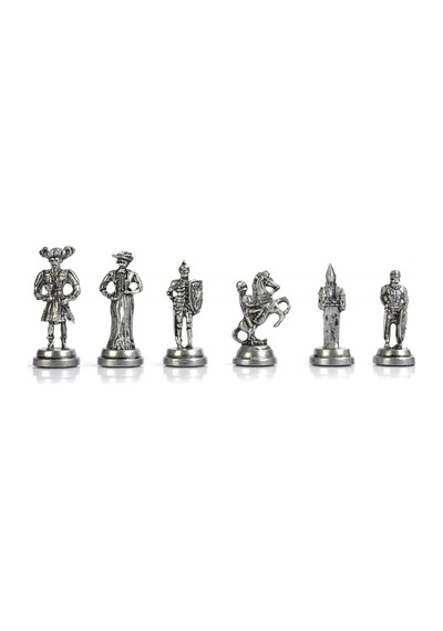 Gifthome Metal Satranç Takımı/seti Orta, İspanyol, Antik Taş Ve Ceviz Düz Masif Satranç Tahtası