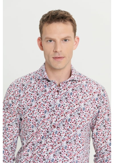 AC&Co / Altınyıldız Classics Erkek Beyaz Kırmızı Pamuklu Slim Fit Dar Kesim Büyük İtalyan Yaka Baskılı Gömlek Çok Renkli AC&Co / Altınyıldız Classics Erkek Beyaz Kırmızı Pamuklu Slim Fit Dar Kesim Büyük İtalyan Yaka Baskılı Gömlek Çok Renkli