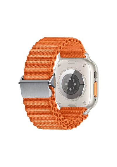 Watch Ultra 49mm Uyumlu Ardx Krd-123 Naylon Kumaş Hasır Örgülü Kordon-turuncu