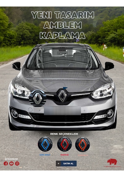 Renault Megane 3 2014-2015 Yeni Tasarım Amblem Kaplama Sticker