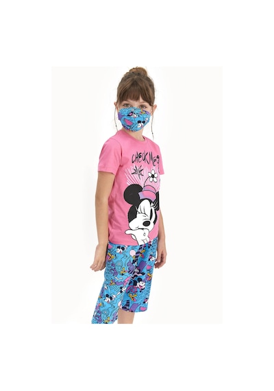 Minnie Mouse Lisanslı Check Me Out Pembe Kız Çocuk Kapri Takımı