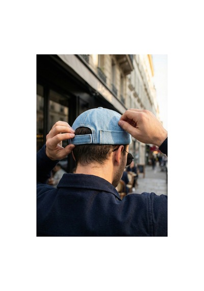 Emybox Siperliksiz Denim Kot Kumaş Denizci Miki Şapka - Ayarlanabilir Katlanabilir İç Astarlı Şapka Buz Mavisi