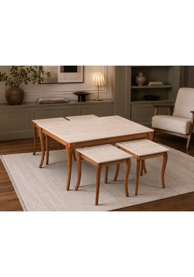 Ganni Home Pesaro 4+1 Sehpa Traverten Ceviz, 1 Orta Ve 4 Zigon Sehpalı Şık Ve Fonksiyonel Tasarım Traverten-ceviz Ganni Home Pesaro 4+1 Sehpa Traverten Ceviz, 1 Orta Ve 4 Zigon Sehpalı Şık Ve Fonksiyonel Tasarım Traverten-ceviz