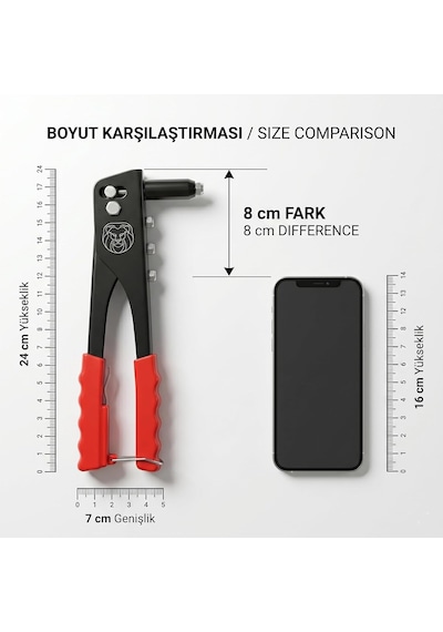 Transformacion Profesyonel Perçin Tabancası Seti - 40 Yedekli Perçin Ve Değiştirilebilir 4 Uçlu Çelik Gövde 4253