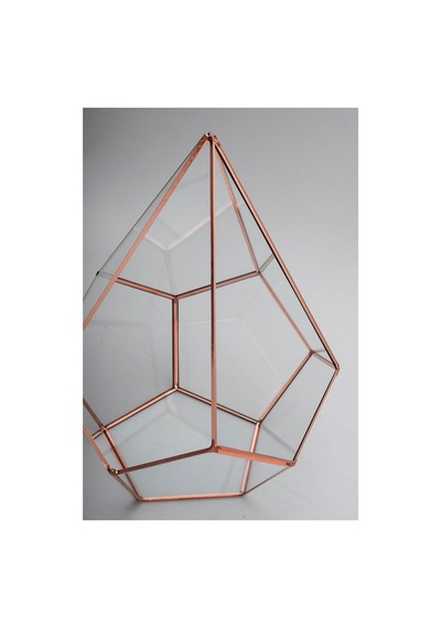 31x22x22cm Bakır Rose Gold Geometrik Teraryum Cam Fanus Takı Aksesuar Çikolata Kutusu Diğer