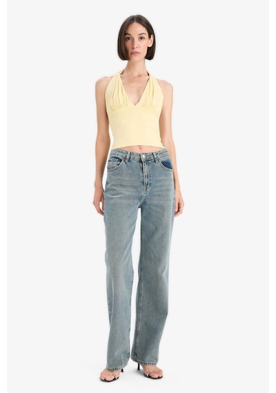 Defacto Slim Fit Dar Kesim Halter Yaka Atlet F7678ax25auyl252 SARI