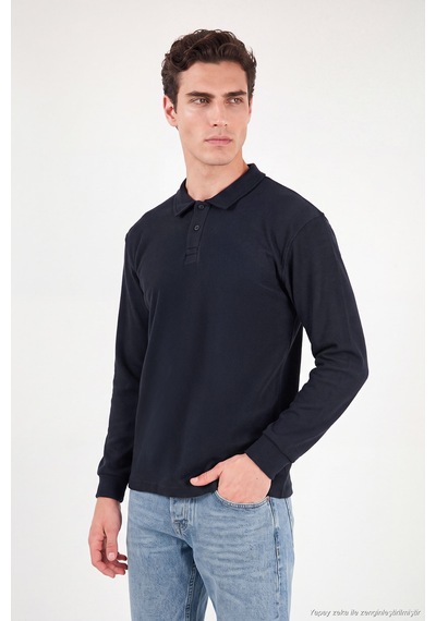 Buratti Pamuklu Düğmeli Polo Yaka Sweat Erkek Polo Yaka Sweat 5905838 Lacivert
