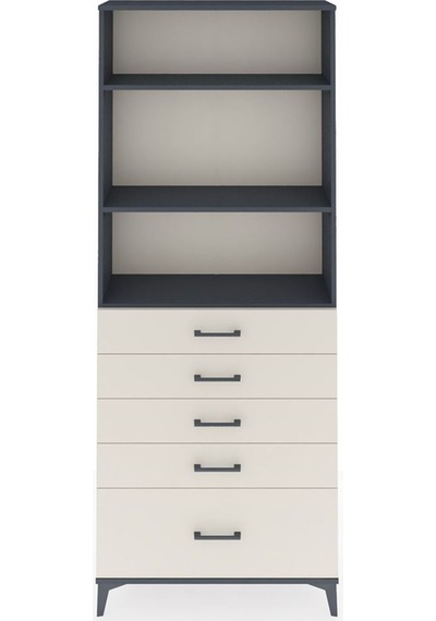 Arges Dolap 3 Raflı 5 Çekmeceli 88x30x221 Antrasit-aytaşı Antrasit